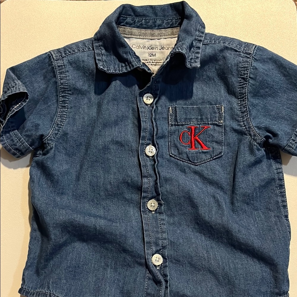 Calvin Klein Blue Button Down Shirt Matching Set